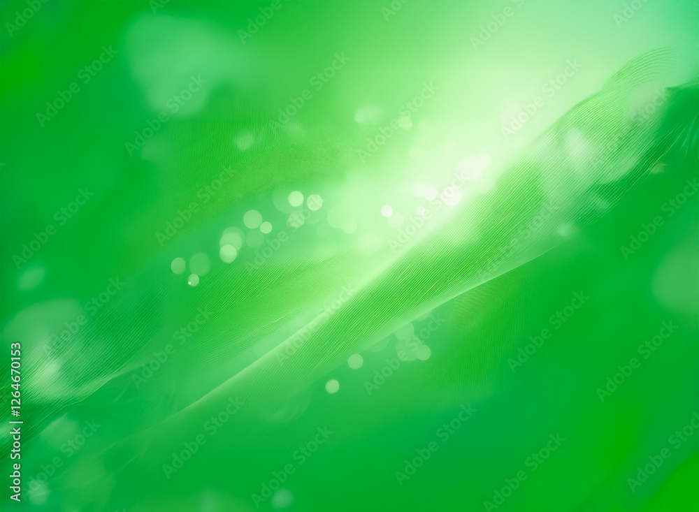 Sticker soft green background with flowing lines and bokeh effect. a gentle, luminous and bright abstract de