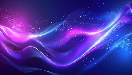 Futuristic Flow Glowing Waves in Purple and Blue, Dynamic Elegance Modern Dark Abstract Background, Radiant Technology Shiny Lines and Abstract Waves