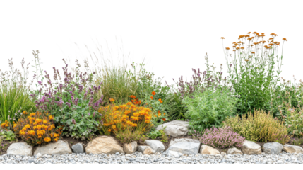 Floral garden display outdoor landscape botanical arrangement natural environment wide view vibrant colors for aesthetic appeal