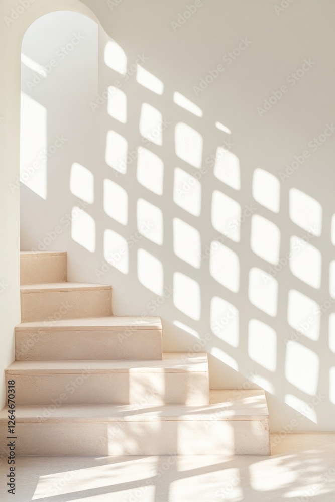 Aufkleber minimalist architectural wall art curved archways with textured steps and luminous shadows - modern 