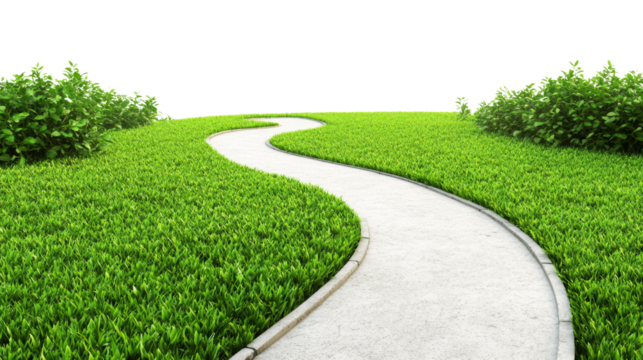 Winding path through lush green fields scenic landscape nature photography serene environment inviting viewpoint