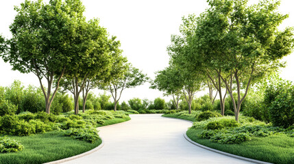 Obraz premium Serene nature walkway lush green park landscape photography tranquil environment captivating perspective relaxation concept