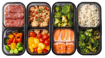 Healthy meal prep ideas delicious balanced dishes in clear containers home kitchen food photography organized lifestyle