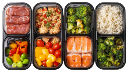 Healthy meal prep ideas delicious balanced dishes in clear containers home kitchen food photography organized lifestyle
