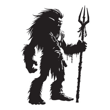 recommend clip art: Fierce Troll silhouette embodying a monstrous and powerful presence - Troll illustration - Troll vector - mythical creature silhouette
                    