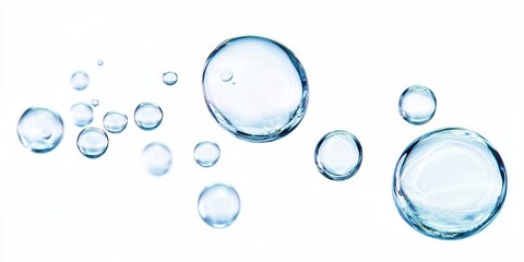 Floating water bubbles background transparent minimalist.