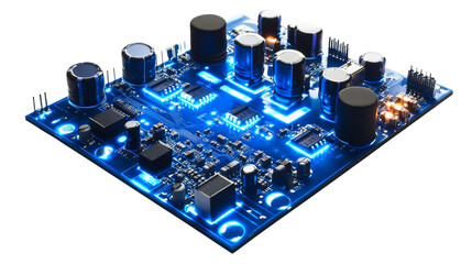 Cutting-edge electronic circuit board technology lab image showcase illuminated environment...