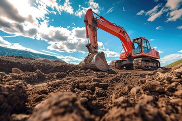 Photo of excavator digging soil.