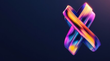 Futuristic Health Awareness Poster with Chrome Fonts and Neon Ribbons for Modern Campaigns - Enhancing Community Engagement in Digital Marketing and Youth Outreach Initiatives