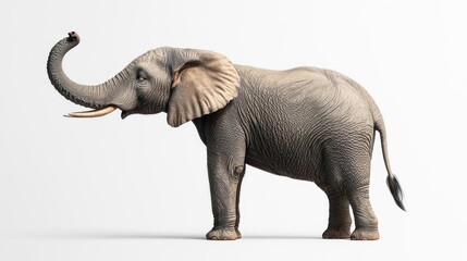 Obraz premium Pixel Art Gray Elephant With Raised Trunk On White Background