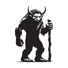 Fierce Troll silhouette designed for supernatural and mythical concepts - Troll illustration - Troll vector - mythical creature silhouette
