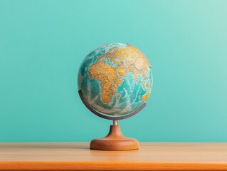 Mid-Century Modern Globe on Wooden Stand for Educational Decor Enhancing Classroom Design and Geographic Learning in Contemporary Academic Settings
