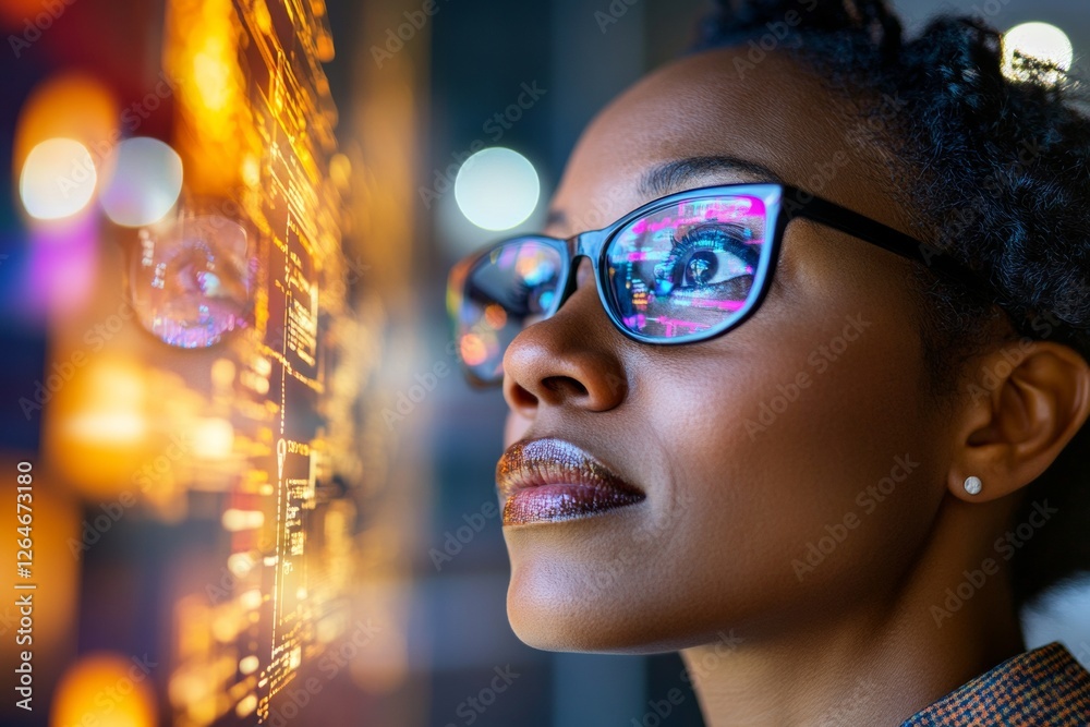Aufkleber Cybersecurity Innovation Professionals Analyzing Digital Protocols in High-Tech Glass Office - Business Security Training and Data Privacy Solutions for Modern Enterprises