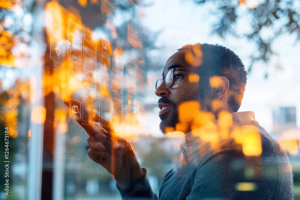 Aufkleber futuristic cybersecurity training diverse professionals engaged in high-tech glass-walled office - b