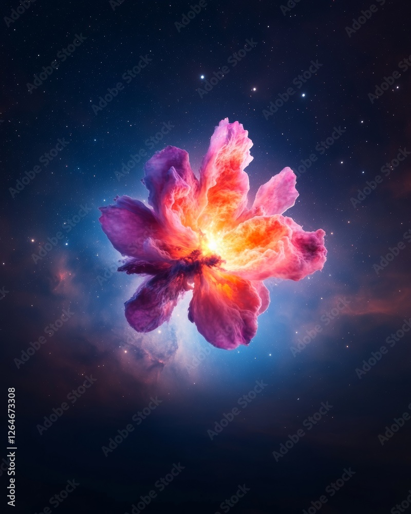 Poster vivid cosmic nebula visualization textured star cluster and intergalactic gas cloud for scientific a