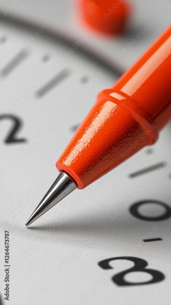 Aufkleber minimalist modern calendar design close-up of red pen on paper texture - essential for digital plann