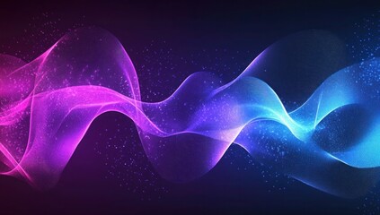 Futuristic Flow Glowing Waves in Purple and Blue, Dynamic Elegance Modern Dark Abstract Background, Radiant Technology Shiny Lines and Abstract Waves