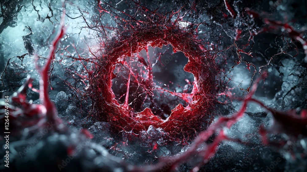 Poster Dreamlike layers of painful breath abstract science digital art surreal environment close-up viewpoint