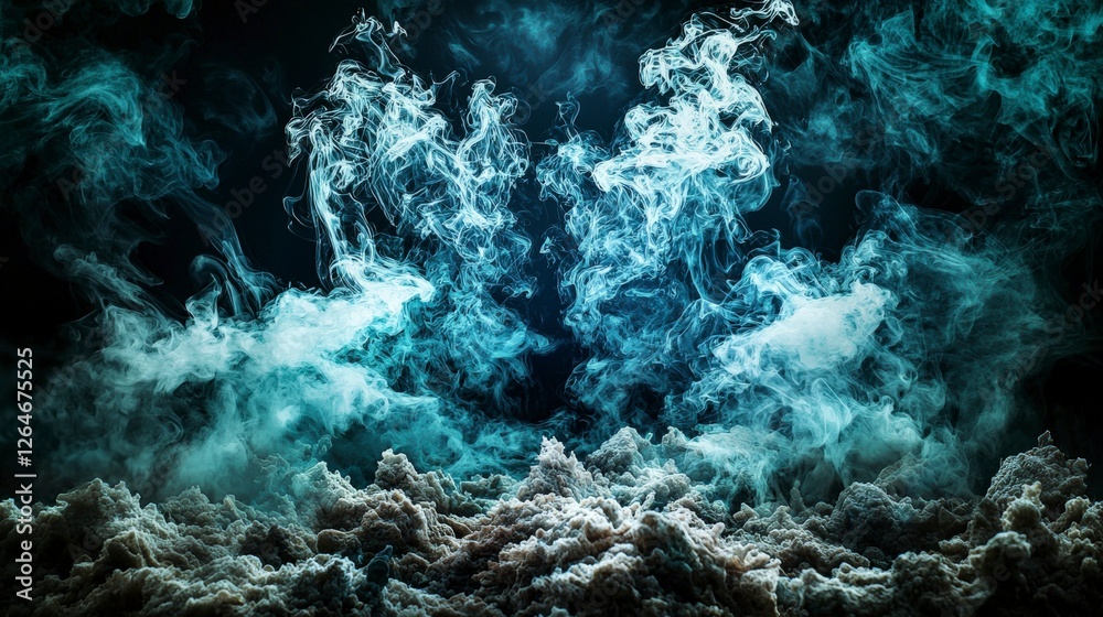 Aufkleber dark exhalations descend softly over silent borders ethereal smoke patterns abstract art environment