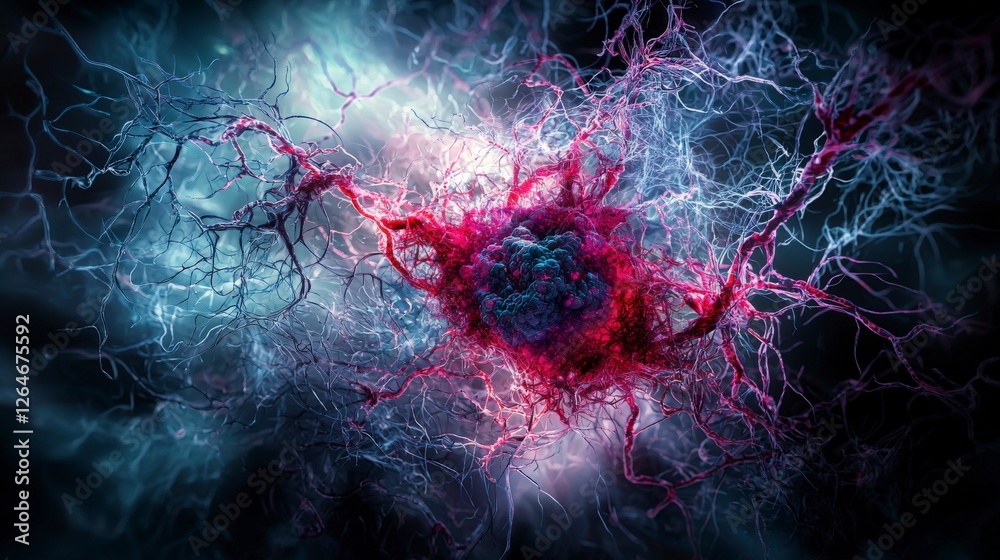 Poster dark resonances exploding into chromatic brilliance in scientific imagery abstract art digital realm