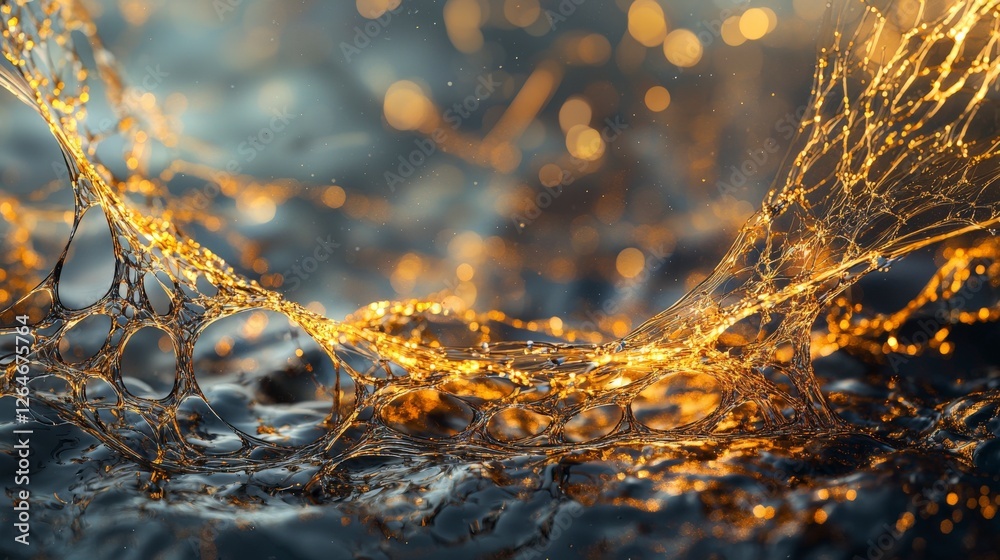 Aufkleber flowing golden lines create textured beauty in a fluid environment abstract art conceptualization vi