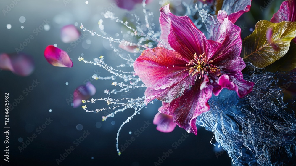 Poster delicate petals of cognition paint vibrant trails of color in abstract floral art studio digital pai