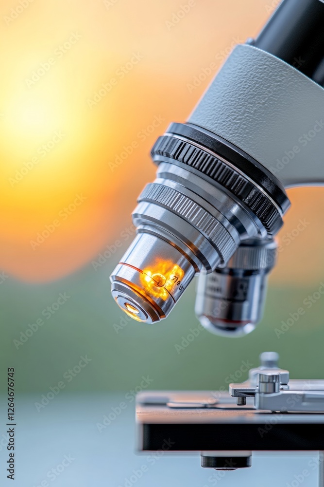 Aufkleber scientific precision microscope and digital setup high-tech laboratory equipment with modern workflo