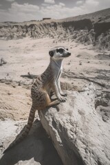 Fototapeta premium Desert Meerkat on Rocky Outcropropropping