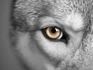 Intense Wildlife Imagery Close-Up of Wolf Eye in Natural Habitat - Inspirational Conservation Content for Eco-Awareness Campaigns and Wildlife Advocacy