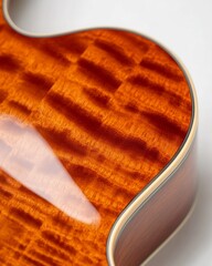 Fototapeta premium Artisan Acoustic Guitar Texture Premium Curved Wood Grain on Stage - Musical Craftsmanship and Instrument Promotion for Modern Music Industry Aesthetics
