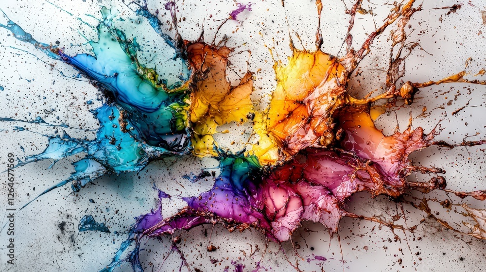 Aufkleber Vivid hues splashing from shattered dreams abstract art display modern gallery colorful environment artistic viewpoint