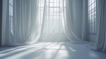 Obraz premium Soft Light Streaming Through White Curtains in Bright Room