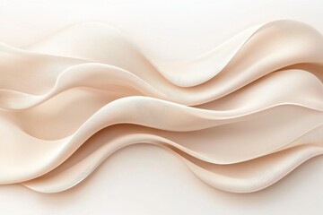 Obraz premium Elegant ivory satin fabric in flowing curves, creating a soft, luxurious texture, perfect for backgrounds, designs, and stylish presentations, abstract patterns.