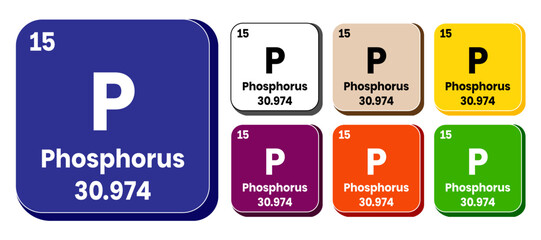P, Phosphorus element vector icon set, periodic table element. Vector illustration EPS 10 File. Isolated on white background.
