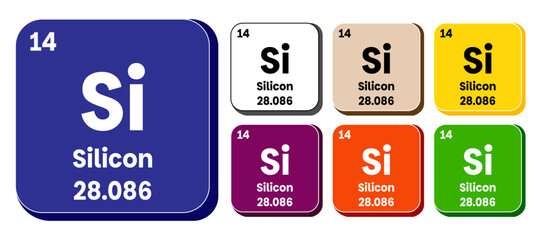 Si, Silicon element vector icon set, periodic table element. Vector illustration EPS 10 File. Isolated on white background.