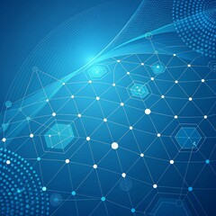 Obraz premium Abstract Blue Network Connectivity Background for Technology and Digital Communication