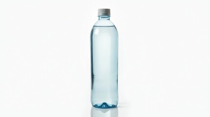 Naklejka premium Transparent Plastic Water Bottle Isolated on White Background