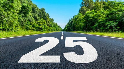 Obraz premium Highway Road With Numbers 225 On Asphalt