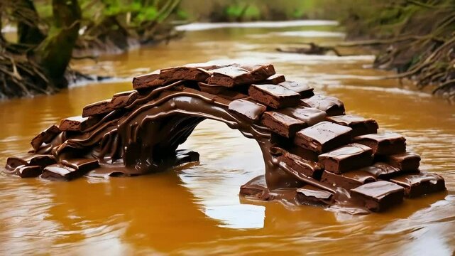 Brownie Bridge from chocholate and creamer