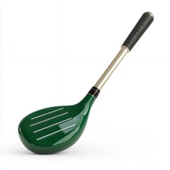 Isolated Golf Club, Dark Green Head, Light Metal Shaft, Black Grip On White Background