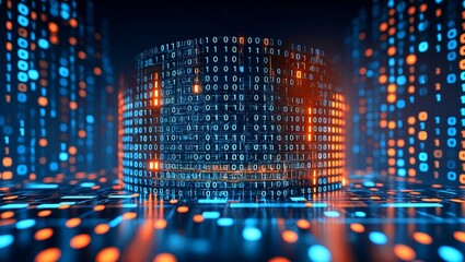 Abstract data visualization in binary with tech background