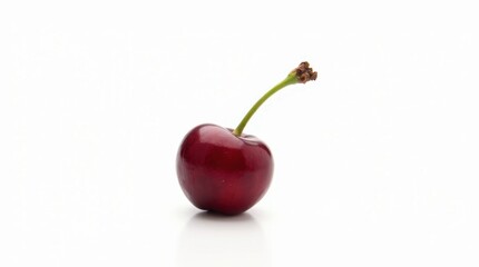 Single Ripe Cherry Isolated on White