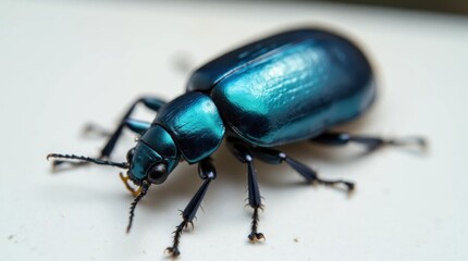 Fototapeta premium Metallic Blue Beetle Close-Up