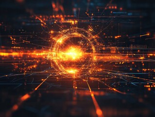 A glowing orange circle with a black background