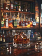 Whiskey on Wooden Table