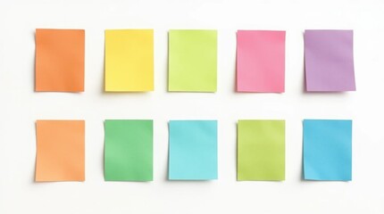 Multicolored Sticky Notes Isolated on White Background