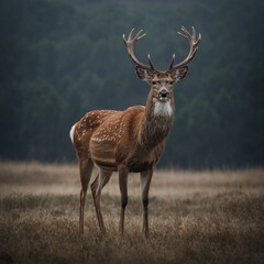 A long-legged deer standing elegantly on a pure minimalist background.