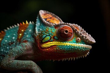 Fototapeta premium colorful chameleon on black background