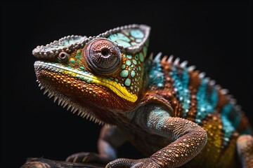 Fototapeta premium colorful chameleon on black background