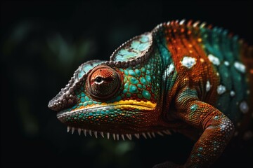 Fototapeta premium colorful chameleon on black background